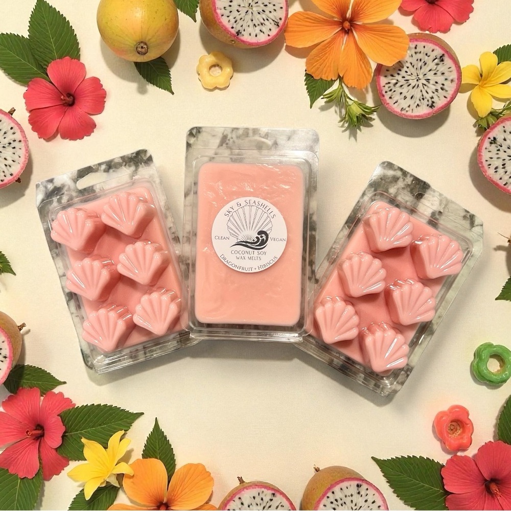 Hand Crafted “Dragonfruit Hibiscus” Scented Wax Melts/Coconut Soy Wax Seashells
